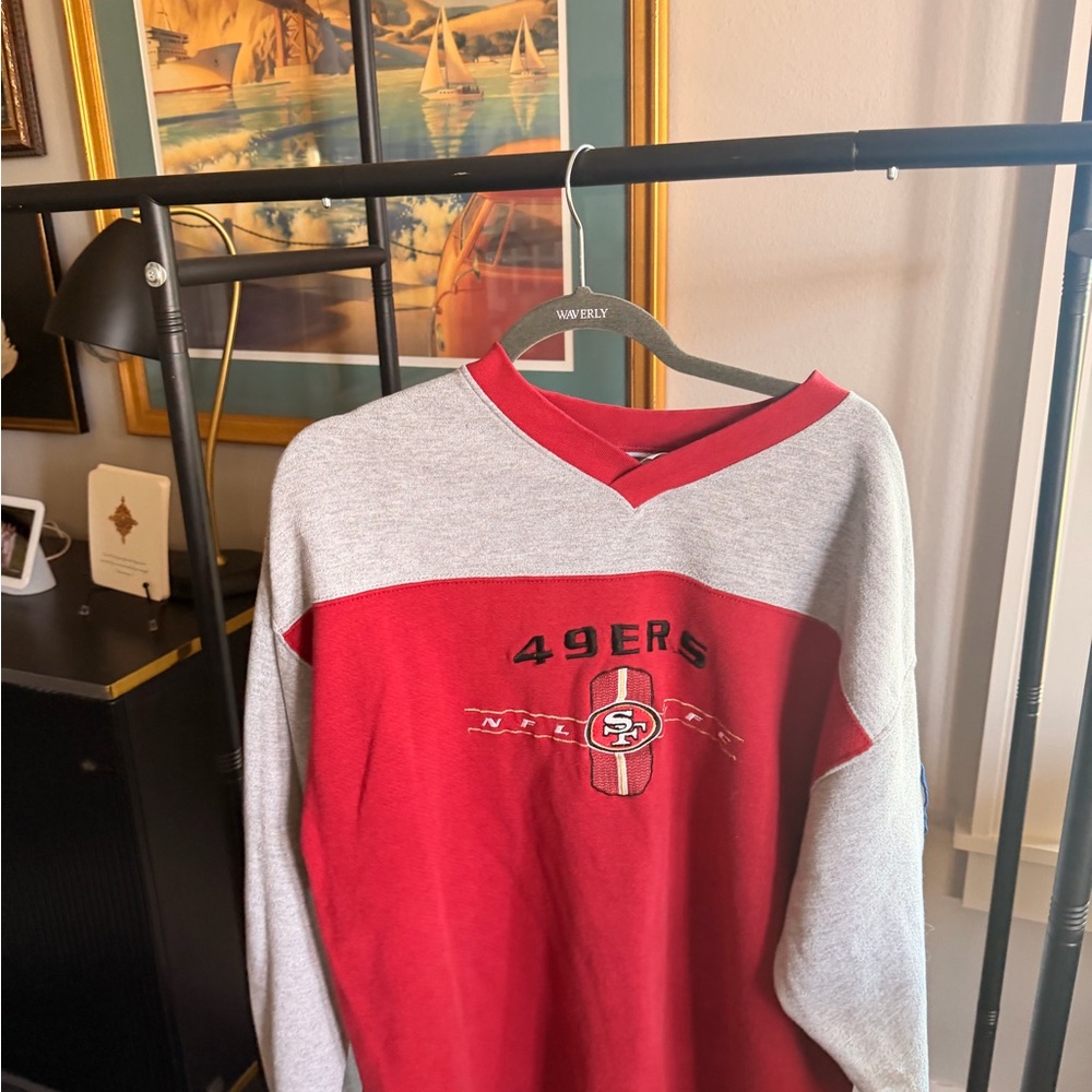 49ers Women's Red and Gray Sweater